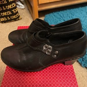 Rieker Booties Black Leather w/ Silver Accent